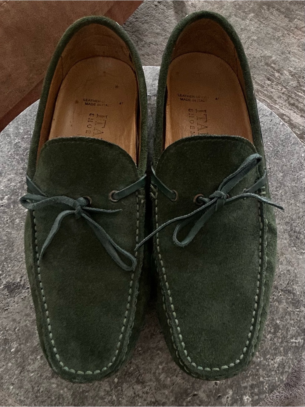 Italian Green Suede Driving Loafers - Classic Men's Moccasins Size 8